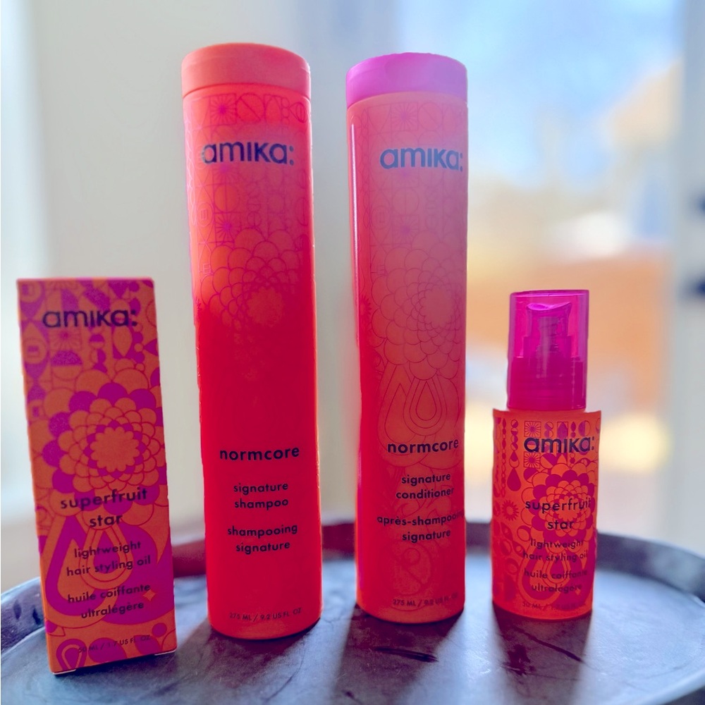 Amika normcore shampoo & conditioner duo 9.2  fl oz each + Superfruit Star Oil